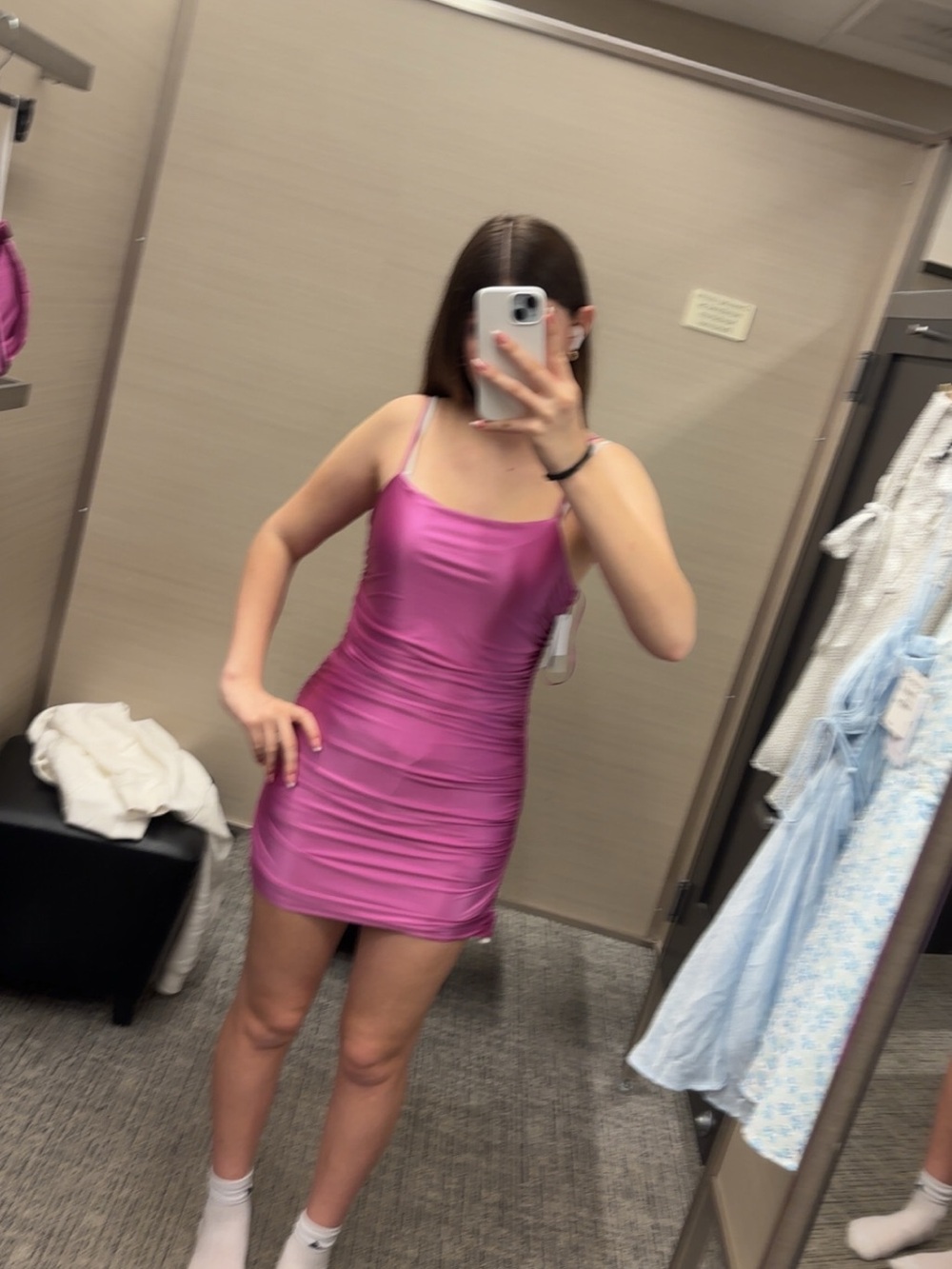 Nordstrom Satin Cowl Slip Mini Dress in Magenta